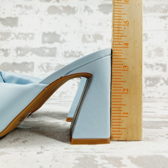 NEW Open Edit Saydee Blue Block Heel Slip On Square Toe Sandals F330 - Picture 9 of 14